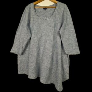 Pure Jill Indigo Women's Sz XL Top Blouse ¾ sleeve Blue Stripe Scoop neck Cotton